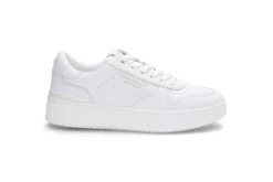 Hvite skinn platform-sneakers
