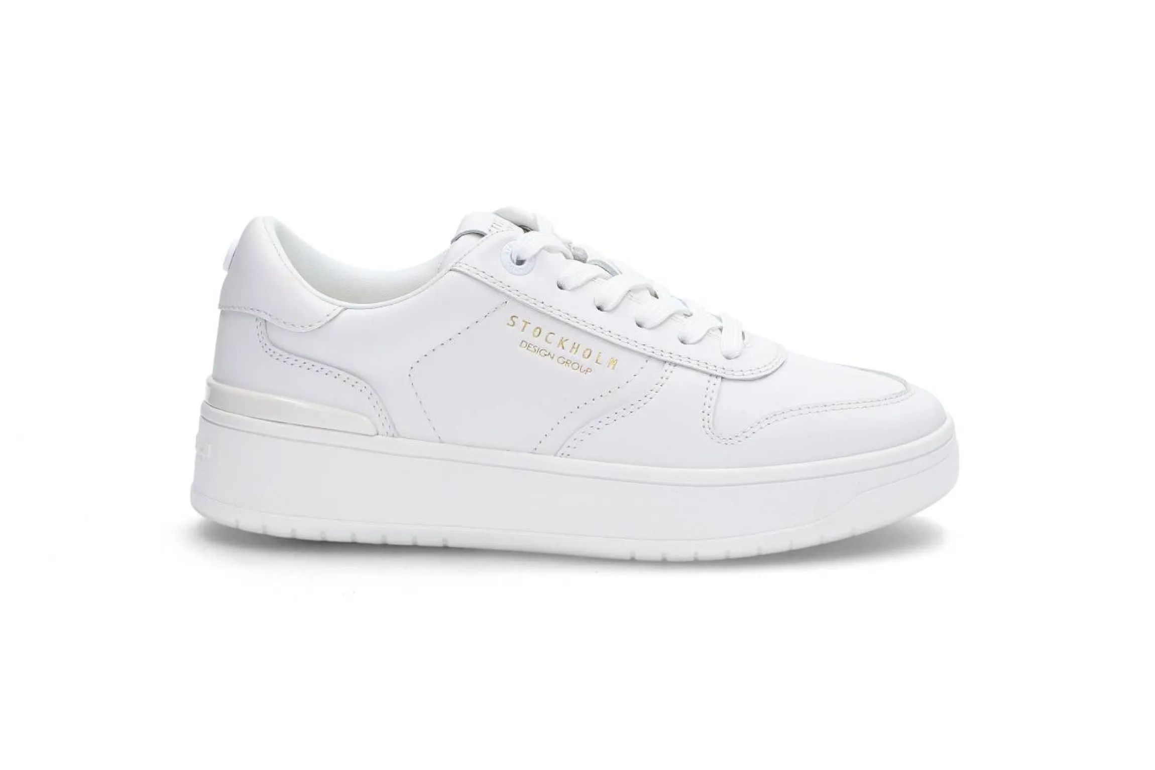 Hvite skinn platform-sneakers