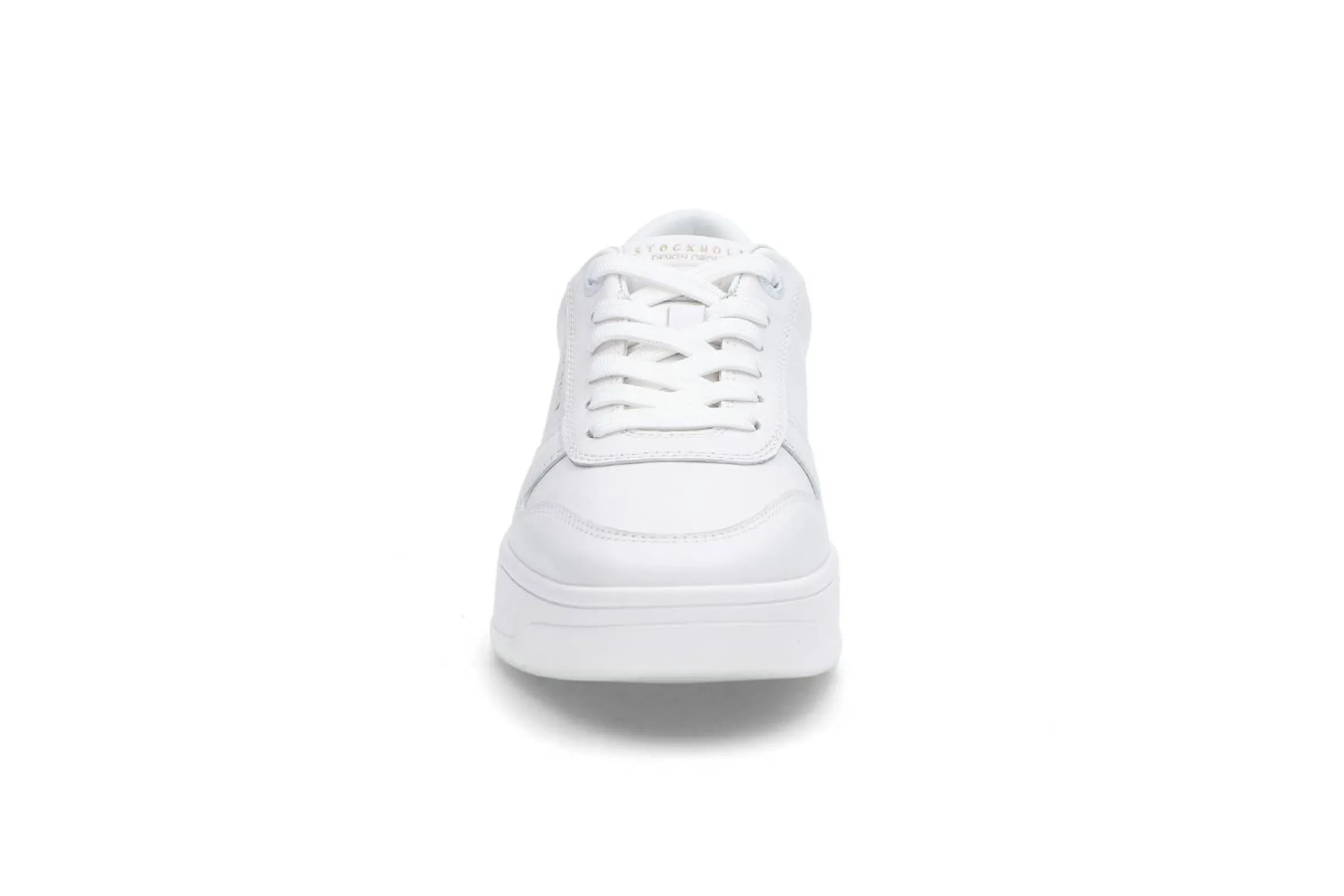 Hvite skinn platform-sneakers
