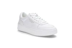 Hvite skinn platform-sneakers