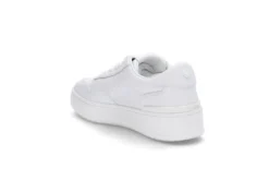Hvite skinn platform-sneakers
