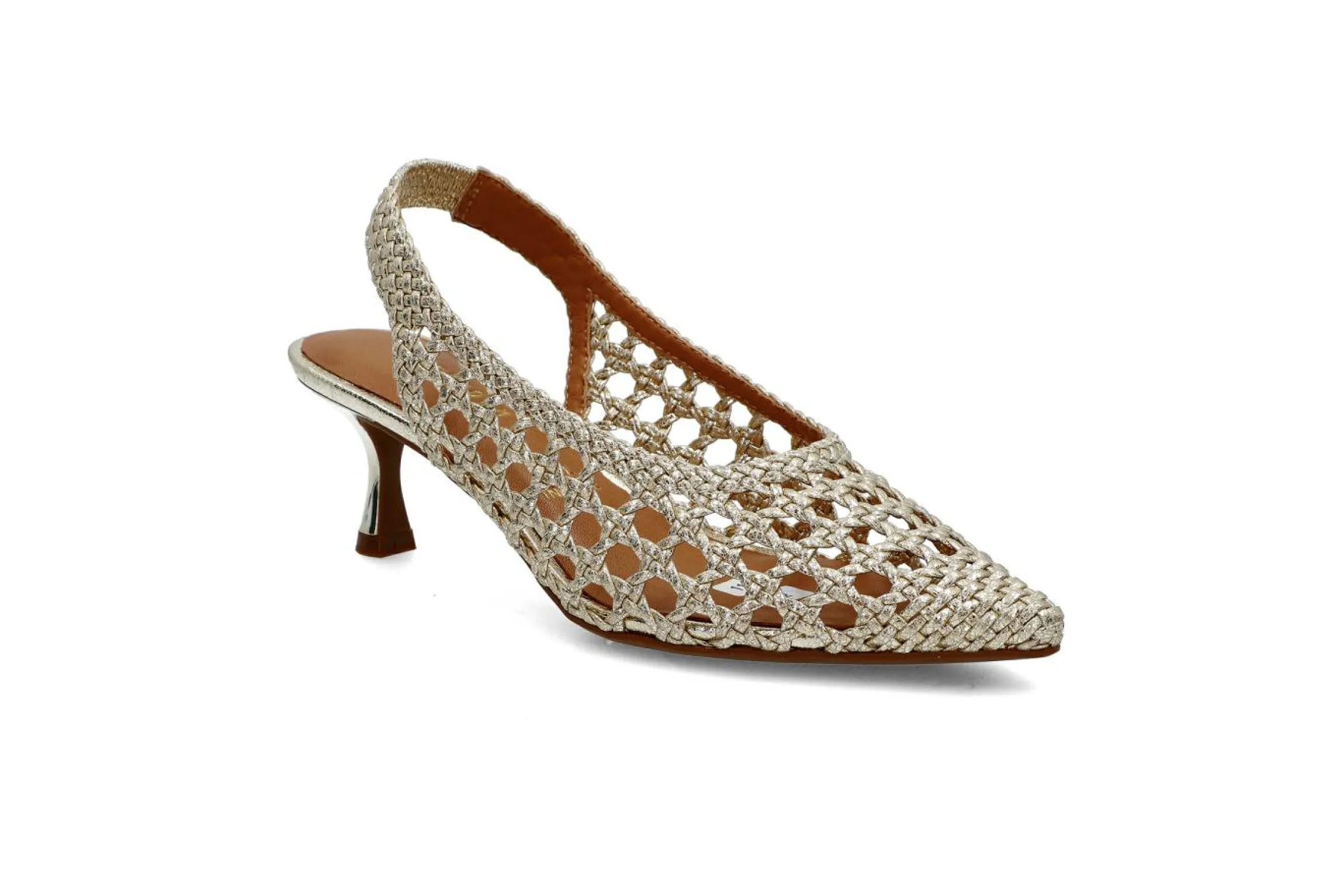 Interlace slingback pumps